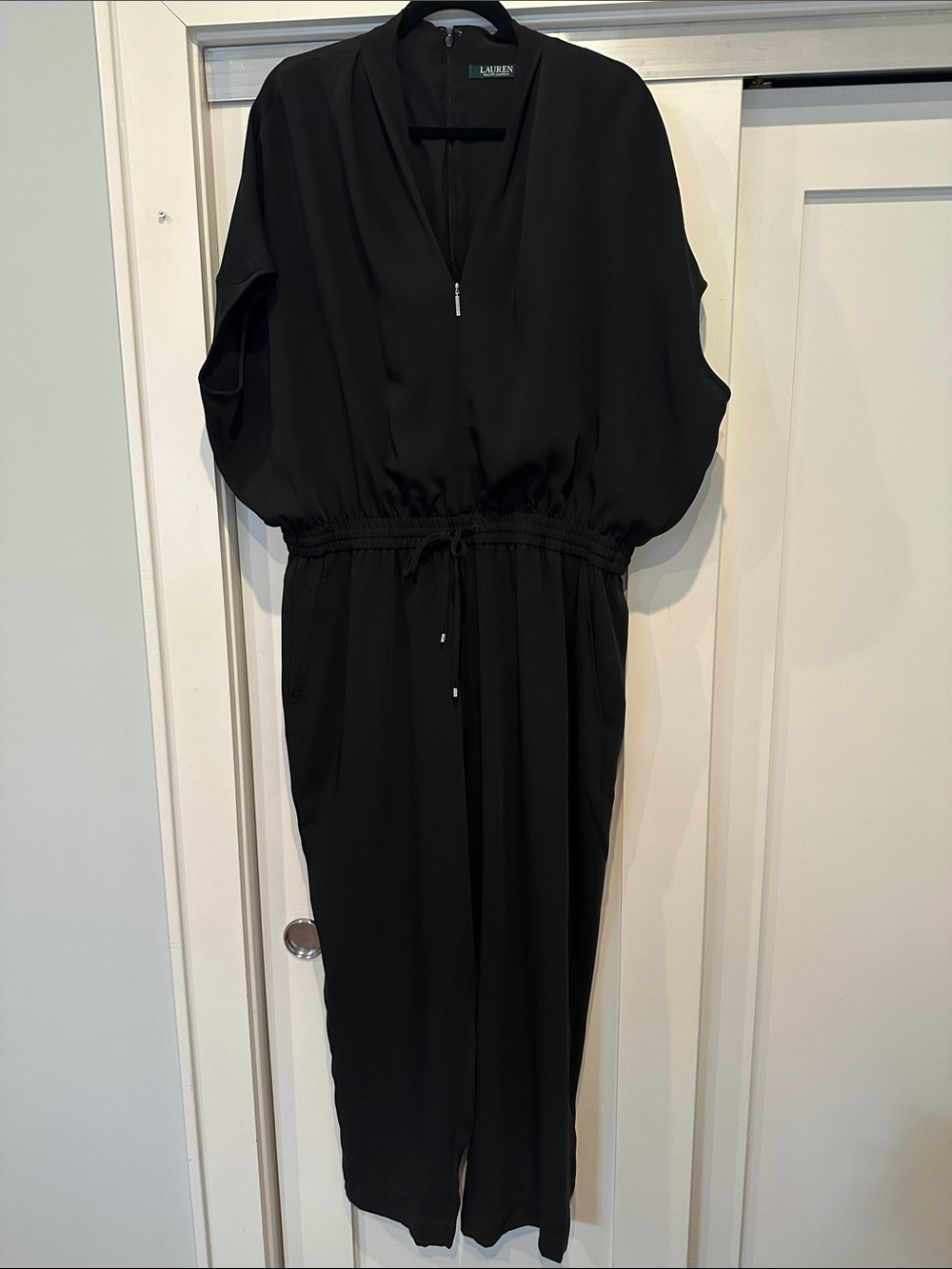 Lauren Ralph Lauren Black Midi Dress with Drawstring Waist